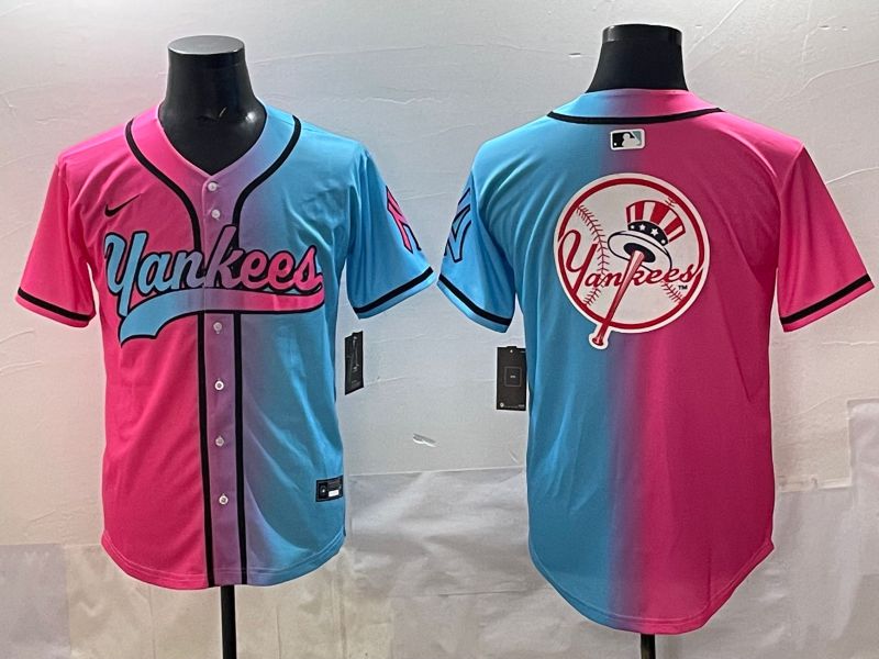 Men 2025 New York Yankees Blank Blue pink Game Nike MLB Jersey style 0027->new york yankees->MLB Jersey